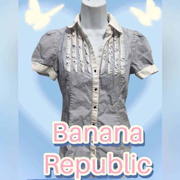 Vintage Banana Republic shirt sz XS petite baby doll ruffle top. - Picture 2 of 7